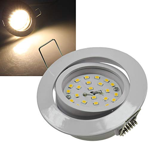 ChiliTec LED Einbauleuchte Spot dimmbar schwenkbar 5Watt 590 Lumen 32mm flach 230V Einbaustrahler Edelstahl Weiß Design 2900k Licht Warmweiß