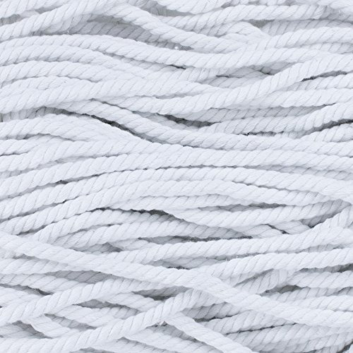 Corda di cotone intrecciata super morbida a 3 fili, disponibile in vari diametri e lunghezze. 1/4 inch x 10' bianco