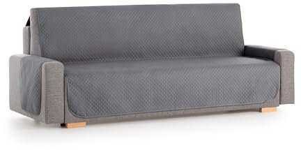 Textil-home Sesselschoner Sofaüberwurf Adele, 2 Sitzer - Reversibel gepolsterter Sofaschutz. Farbe Grau