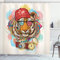 ABAKUHAUS Animal Rideau de Douche, Hipster Tiger Lunettes de Soleil, Tissu Ensemble de Décor de Salle de Bain avec Crochets, 175 cm x 200 cm, Multicolore