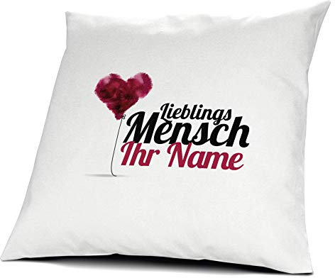 printplanet® Kissen mit Namen personalisiert - 100% Baumwoll Kopfkissen - Motiv Lieblingsmensch individuell gestalten - Kissenbezug inkl. Füllung - 40 x 40 cm
