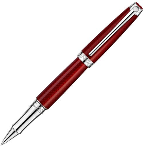 Caran d'Ache Tintenroller Léman Carmin versilbert und rhodiniert in der Farbe Karminrot, 4779580
