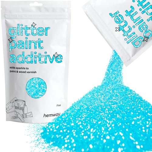 Hemway Glitter Paint Additive - Baby Blue Iridescent | Fine Metallic Flakes for Adding Sparkle to Paints & Wood Varnish | Add to Emulsion, Acrylic & Latex for Indoor Sparkly Walls | 100 g