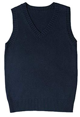 WOOKIT Damen Mädchen Jungen Ärmellose Pullunder, Unisex V-Ausschnitt Baumwolle Strickpullover Westen, 12 Farben Retro Pullover Strickweste für Herbst Frühling Winter-Dunkelblau-M