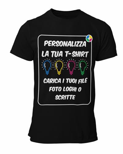 bubbleshirt T-Shirt Personalizzata Uomo Nera Taglia M – Maglietta Personalizzabile con Foto, Logo o Testo – Manica Corta
