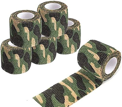 Camo Tape, 5 Rollen 5CMx4.5M Camouflage Tape Wrap, Multifunktionales Selbstklebende Schutz Camouflage Tape Wrap Tactical Camo Form Multi-funktionale Non-Woven Stoff Stealth Tape Stretch Verband