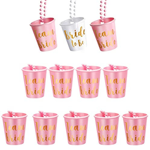 12 Stück Bachelorette Halskette, Team Braut Halskette, Bachelorette Party Halskette, Geeignet für Einzelne Hochzeits- und Brautduschendekorationen (Rosa und Weiß)