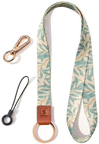 SENLLY Umhängeband Schlüsselband Neck Lanyard strip mit und echtem Leder, für Schlüssel, ID Badge Card Holder, Ausweishülle, Mobile Handys Telefon