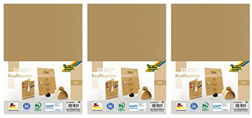 folia 692/4/98 - Kraftkarton Natur, 230 g/m², DIN A4, 50 Blatt, zum individuellen Basteln und Gestalten von Grußkarten, Einladungen, Tischkarten, (DIN A4-3 Packungen)