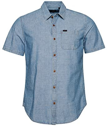 Superdry Chemise Vintage S/S, Worn Wash Indigo, M Homme