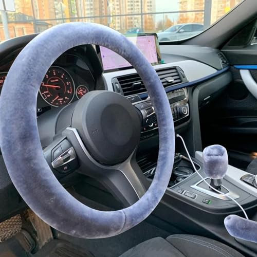 Lenkradbezug Plüsch Winter,3pcs Lenkradbezug Lenkradheizung Nachrüsten Auto Lenkradbezug,Auto-Lenkradabdeckung Rutsch Warme Lenkradhülle Anti,Lenkradhüllen Teleskop Lenkrad Abdeckung für Auto Zubehör