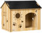 PawHut Caseta de Madera para Perros Pequeños Casa para Mascotas Interior con Puerta Delantera de Forma de Sol Corazón Pata 69x50x58,5 cm Roble