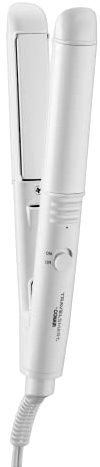 Conair Travel Flat Iron, Portable Hair Straightener, Mini 1/2 Inch Ceramic Flat Iron with Storage in White by Travel Smart