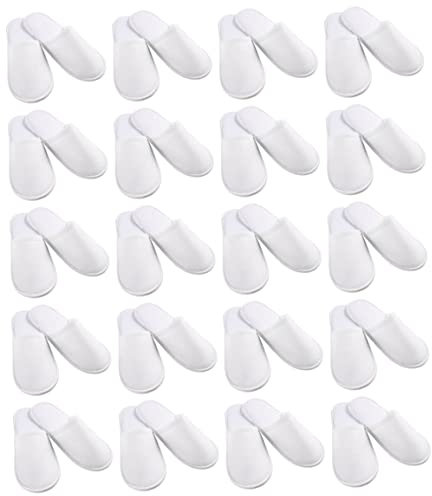 Liummrcy Pantofole USA e Getta, 20 Paia Peluche d'albergo, Pantofole Spa, Pantofole USA e Getta, Pantofole d'albergo, Pantofole, Pantofole da Donna, Pantofole USA e Getta (Taglia 37-42, Bianco)