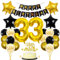 Jxuzh 33. Geburtstag Dekorationen Schwarz Gold - Deko für Männer und Frauen - Luftballons, Girlande, Kindergeburtstag Set - 33 Jahre Feier