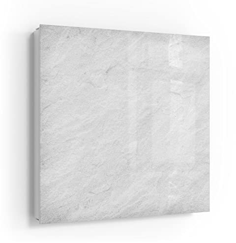 DEQORI Schlüsselkasten weiß | 30x30 cm | Motiv Reine Schiefersteintextur | Glas & Metall Schlüssel-Box | Schlüsselschrank mit 50 Haken + 2 Magnete | Moderne Design Box magnetisch & beschreibbar