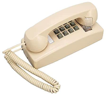 Festnetztelefone für Zuhause, Wand-Haustelefone, Wasserdichtes Retro-Wandtelefon, Dekoratives Schnurgebundenes Telefon mit Lautstärkeregler für die Hausbar, das Badezimmer, Beige