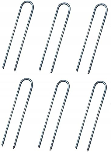 STALFORM Galvanised Steel Ground Anchor, Diameter 8 mm, Pack of 6, U-shaped Ground Nail, Reinforcement, 30 cm Long, Ground Anchor, Camping Pegs, Ideal for Trampolines, Swing, Fence, Weed Control