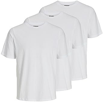 JACK & JONES Mens Tshirt Multipack Cotton Short Sleeve Crew Neck Tee Top for Men (UK, Alpha, XXL, Regular, Regular, White)