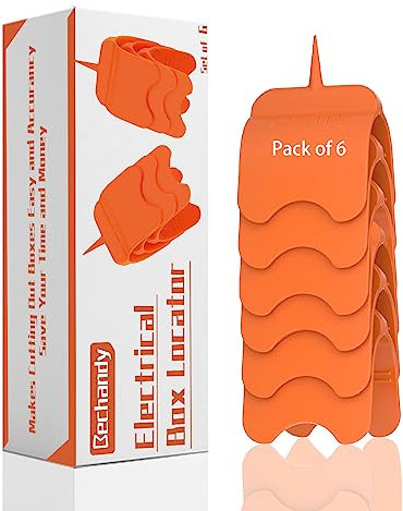 Bechandy 6 Pack Drywall Outlet Markers, No Measuring Needed, Hard ABS Plastic, Orange, Water Resistant, Includes 6 Markers, Conical Tip for Easy Drywall Installation