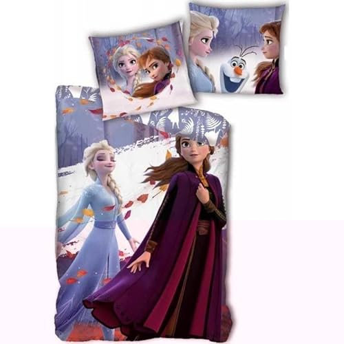 Bettwäsche Disney Frozen – 1 Bettbezug 140 x 200 cm + 1 Kissenbezug 63 x 63 cm (Bettwäsche Frozen – A)