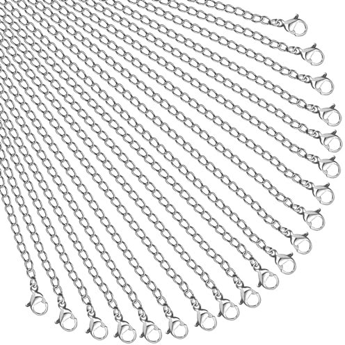 TOAOB 20 Stück Edelstahl Halskette 45cm Bordsteinketten mit Karabinerverschluss Gliederkette Silber Edelstahlkette Mit Hummerverschlüssen Bulk Schlangenkette für Schmuckherstellung Handwerk Anhänger