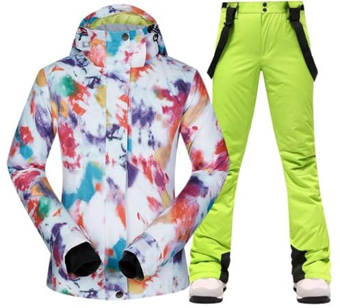 Hcclijo Warme Wasserdichte Damen-Winterjacke Zum Skifahren Und Snowboarden Jacken Und Hosen Set 10 S
