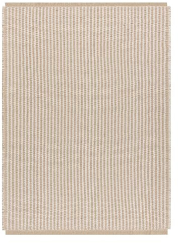 rugsx Teppich Jute Linien mit Fransen, Innen & Außen, für Schlafzimmer, Terrasse, Balkon Jute, flachgewebt, Creme/beige 120x170 cm