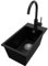 PRIMAGRAN Lavandino da Cucina Nero 28x50cm, Lavello da Cucina a 1 vasca + Sifone Classico + Rubinetto 32x20cm, Lavabo da Cucina Incasso al mobile 30cm - Riga