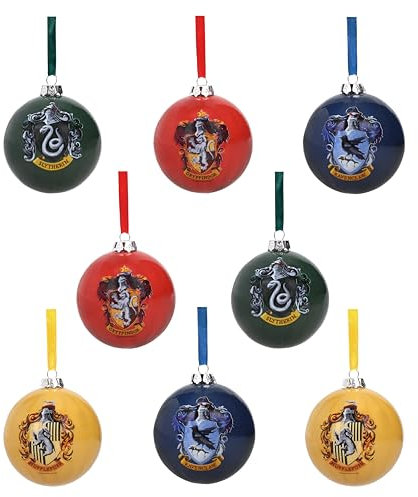 SD TOYS Bolas Árbol de Navidad Harry Potter, Diseño Casas Hogwarts, Gryffindor, Hufflepuff, Ravenclaw y Slytherin, Ø 6 cm 8 Unidades