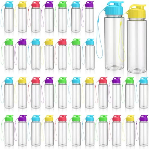 Domensi 50 Pieces Water Bottle Bulk 17 oz Plastic Water Bottles Bulk Sports Adults Kids Reusable Large Water Bottles with Leak Proof Flip Top for Kids Adults School Fitness
