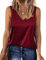 Zeagoo Canotta da Donna in Raso Senza Maniche Capo Basic Estivo Casual con Scollo a V Rosso Vivo XXL