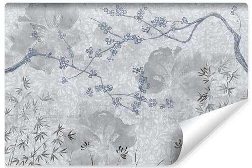 Muralo - Papel pintado 3D no tejido - Fotomural efecto 3D - Papel pintado para sala de estar dormitorio Papel pintado - Fotomural - Flores Hormigón Diseño - Br.135 cm x Alto 90 cm