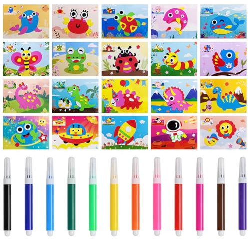 OSDUE 3D Aufkleber für Kinder, 20 Stück 3D Eva Schaum Aufkleber, Cartoon Eva Aufkleber Spielzeug, Dreidimensionale Selbstklebende Aufkleber, Selbermachen von Cartoon-Aufklebern für Kinder ab 3 Jahren