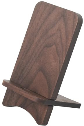 Abbolinxus Solid Wood Simple Phone Stand, Desktop Stand, iPad Tablet Display Stand, Compatible with All Phones (Walnut Wood) (Walnut Wood)
