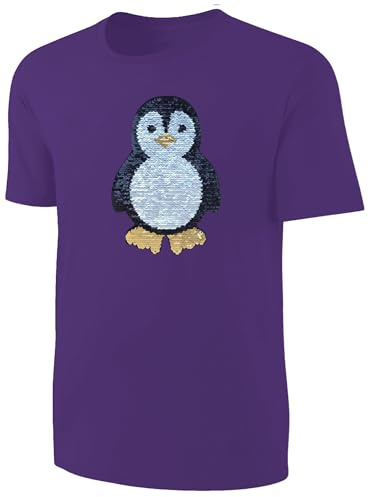 Kinder Pinguin Wendepailletten T-Shirt - Streichel-Shirt Lila
