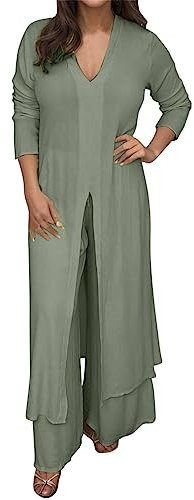 Casual zwei Stücke mit m Top Passender HoseDamen-Shorts- mit V-schnitt floraler Spitze – Tauchen Sie mit unserem Spitzenanzug in böhmische Eleganz ein fangen Sie eine freigeisti (Green, XXXXL)