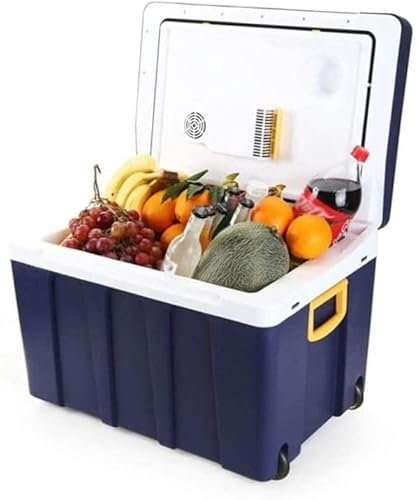 MOOWI Refrigerador pequeño Nevera for Coche de 50L, Cofre de Hielo for Acampar, minicompresor portátil for Nevera, Azul, 615x420x420mm