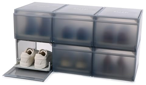 Joseph Joseph ShoeCase Caja de Almacenamiento para Zapatos con Puerta, Bandeja Deslizante, Antipolvo, Ventilada, Fácil Montaje, 6 Piezas