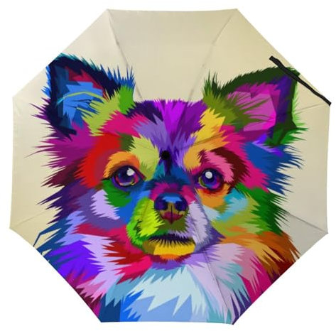 Tilivyx Regenschirme Chihuahua Hund Automatischer Faltschirm Uv-Sonnenschutz Regenschirme Tragbarer Regenschirm