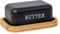 Madera Nieve Mantequillera de Acero Inoxidable con Tapa de Bambú Elegante y Sostenible para 250 g de Mantequilla (Negro, 250g)