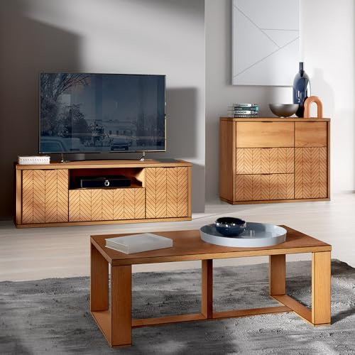 Lomadox Wohnzimmermöbel Set 3-teilig Lowboard TV-Board Kommode Sideboard Couchtisch modern in Eiche