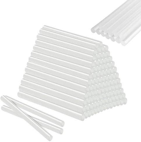 Colla a Caldo Bastoncini, Bastoncini di Colla a Caldo Trasparente, 100 Pezzi Colla a Caldo 7 X 100 mm, Ricariche Colla a Caldo Trasparenti, Stick Colla a Caldo Trasparente per Pistola Colla a Caldo