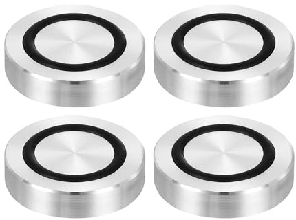 QUARKZMAN 4 Stück Glasplatten Adapter, M8 Gewinde für Tischbeine & Tischfüße, M8 x 35mm x 8mm Aluminiumkreis Scheibe mit rutschfestem Gummiring, Runde Massivtischfüße Pad Platte Hardware
