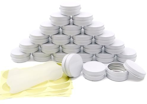 Wopanxye 10ml Aluminium dose, nachfüllbare Make-up-Behälter, 10g kleine runde Behälterflasche Dosen für Kosmetik, Lippenbalsam, Creme, Toner, Lidschatten, Kerze, Tee, Perlen, 24 Stück reisen Dosen