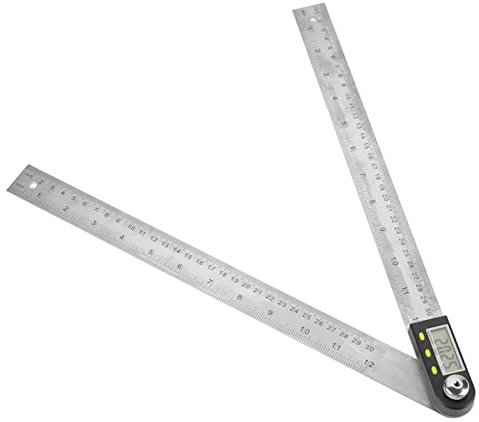 Buscador de ángulo Digital, Transportador Electrónico de Acero Inoxidable de 300 Mm, Goniómetro, Regla de Calibre de Inglete, 2 en 1 con Perilla de Bloqueo, Pantalla LCD, Lectura