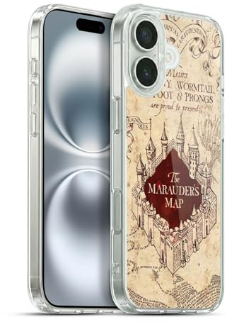 Head Case Designs Officially Licensed Harry Potter The Marauder's Map Prisoner Of Azkaban II Gel Case [Military Grade Protection] Compatible With Apple iPhone 16 Plus