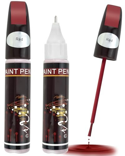 Penriter 2 Paquetes Reparador Arañazos Coche Rojo, 2 en 1 Pluma de Retoque del Coche, 24ml Rotulador Arañazos Coche, Bolígrafo de Pintura para Coche para Cubrir y Reparar Rayones del Coche