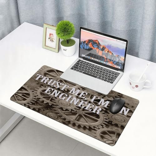 QRFASFZO Gaming Mouse Pad,Extra Large Mouse Mat 16x35.5 in,Industrial Trust me I'm an engineer Novelty Funny design Funny quote Engine,with Non-Slip Rubber Water-Resistant,for Home Office Gaming Room