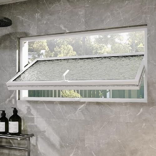 YVYKFZD Ventana Corrediza de aluminio, Ventana de sótano rectangular, Ventana de ventilación giratorias de 360° con asas, Ventanas de Vidrio templado de repuesto para baño, dormitorio(WxH 50x26in/125x